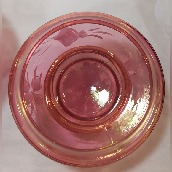 Cranberry gold luster hand painted jar - Picture 5 of 9